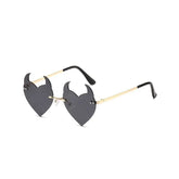 Rimless Sunglasses Devil Ear Heart Shape
